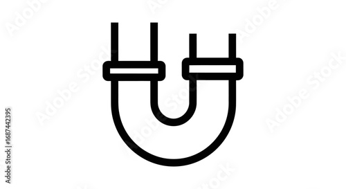 Simple black line drawing of a plumbing U-bend pipe fitting.