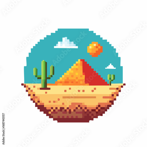 Pixel Art Desert Landscape Icon