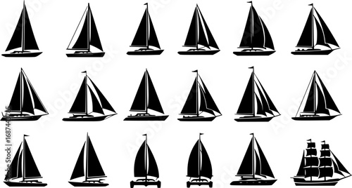 Sail yacht vector black set icon. Vector illustration sailboat on white background
