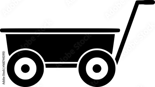 Garden wagon vector outline icon. Vector illustration farm cart on white background. 
