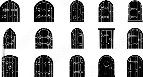 Medieval door vector cartoon icon. Vector illustration castle doors on white background.