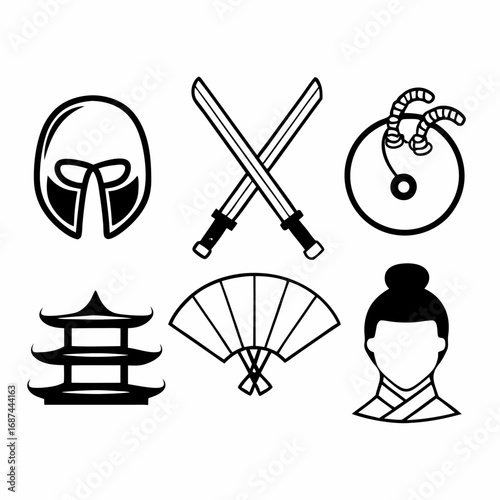 Asian culture symbols, vector illustration, art and design