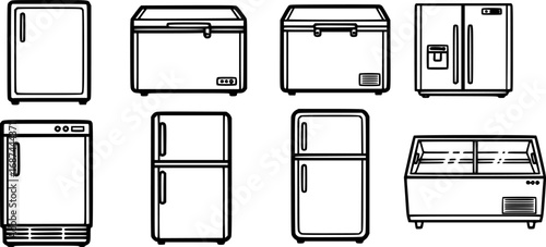 Freezer vector outline set icon. Vector illustration fridge on white background.