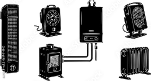 Electric heater vector cartoon set icon. Vector illustration boiler on white background. 