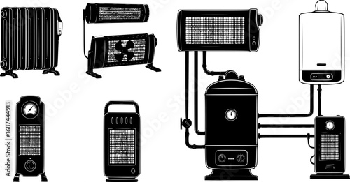 Electric heater vector cartoon set icon. Vector illustration boiler on white background. 