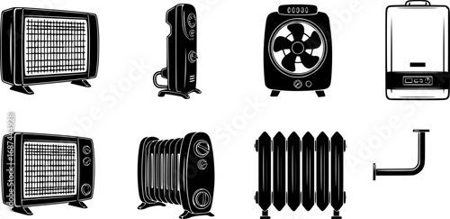 Electric heater vector cartoon set icon. Vector illustration boiler on white background. 