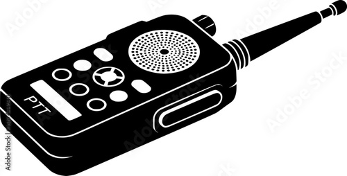 Walkie talkie vector black icon. Isolated black set icon radio walky .Vector illustration walkie talkie on white background .
