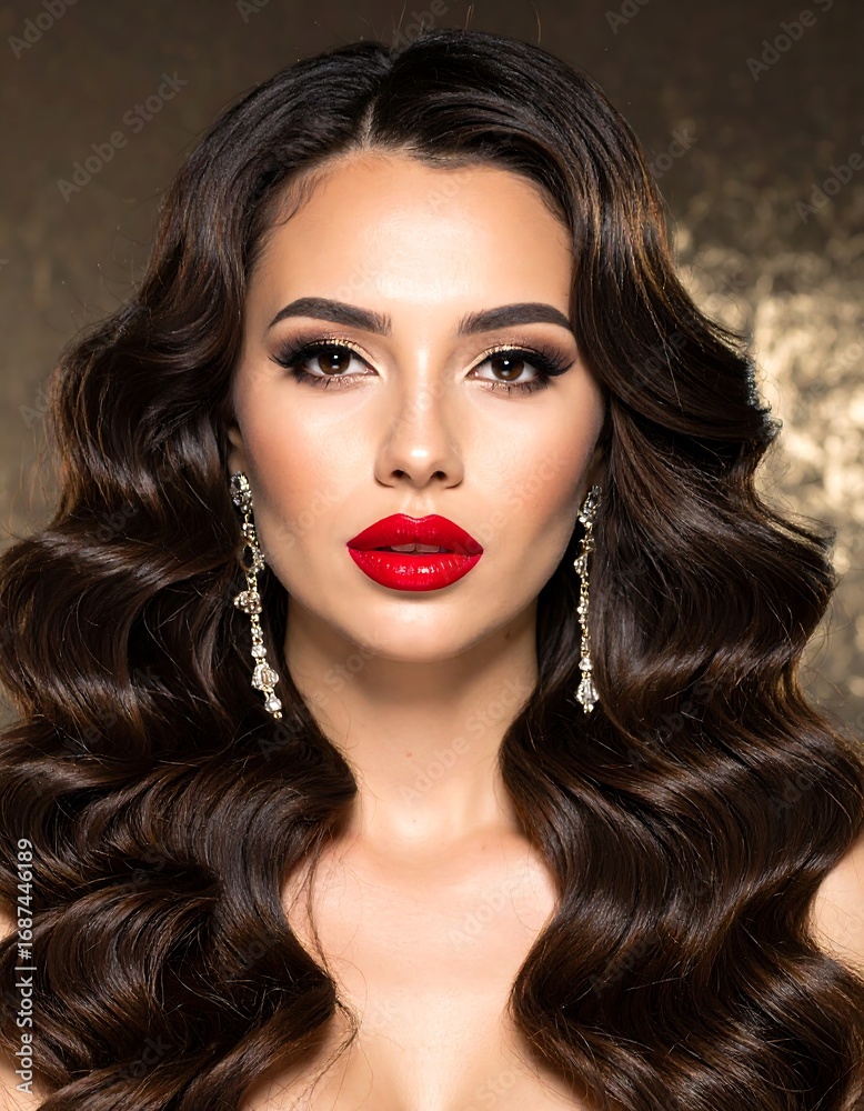 Fototapeta premium Woman with elegant hairstyle and makeup