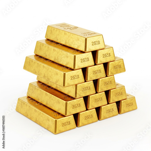 stack of gold bars on white background. A stack of gold bars isolated on white background.