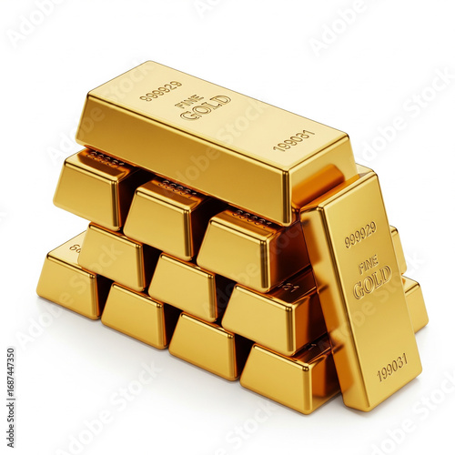 stack of gold bars on white background. A stack of gold bars isolated on white background.