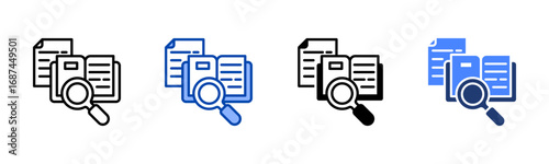 Literature Review icon set multiple style collection