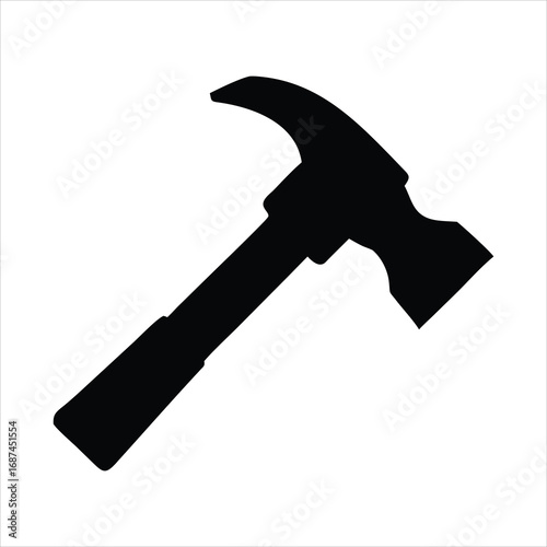 Black silhouette of a claw hammer on a white background