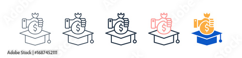 Endowment different style icons set vector illustration. 