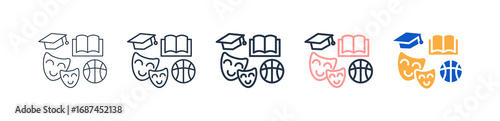 Extracurricular different style icons set vector illustration. 