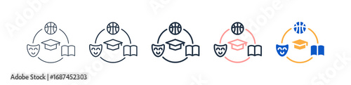 Extracurricular Activities different style icons set vector illustration. 