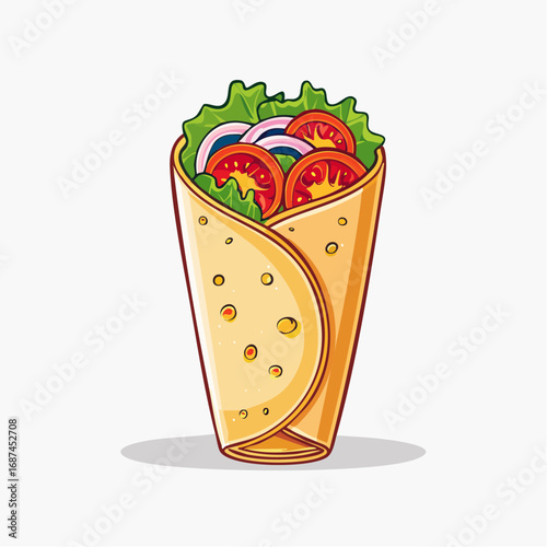 Freshly prepared wrap filled with vibrant vegetables and salad ingredients, a delicious and healthy meal option