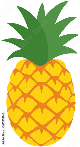 Pineapple Vector Illustration with Green Leaves