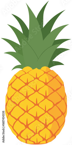 Pineapple Vector Illustration with Green Leaves
