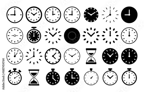 Collection of Clock and Timekeeping Icons