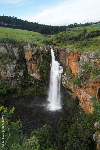 Water fall between the hills