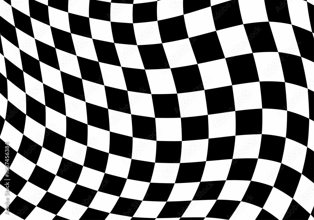 Fototapeta premium Checkered racing finish line flag. Black and white checkered background. Fluttering flag. Auto. Premium luxury background for cards, invitation, poster, flyer, luxe invite, prestigious voucher, ads.