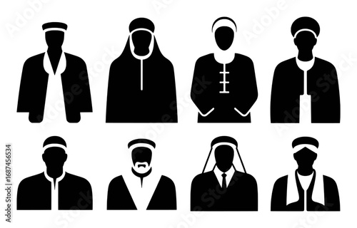 Collection of Diverse Male Figures in Traditional and Modern Attire Icons