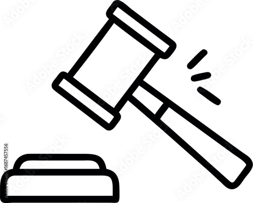 judge gavel line art icon vector. law icon vector. auction hammer vector