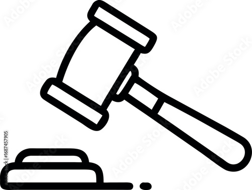 judge gavel line art icon vector. law icon vector. auction hammer vector