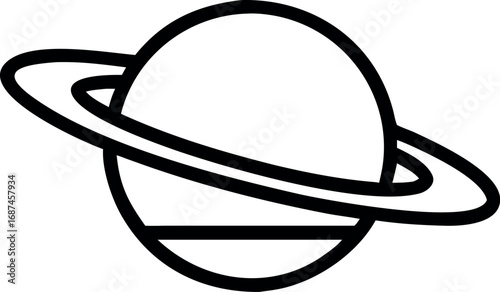 Saturn icon in line art style. Planet vector illustration