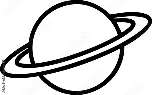 Saturn icon in line art style. Planet vector illustration