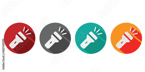 Flashlight flat simple vector icons.