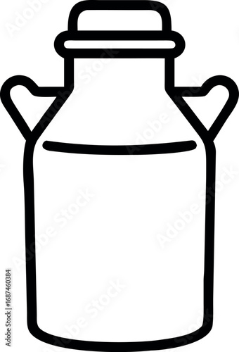 Milk can iron bin tank outline icon. Vintage milk can line vector 