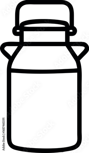 Milk can iron bin tank outline icon. Vintage milk can line vector 