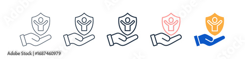 Child Protection different style icons set vector illustration. 