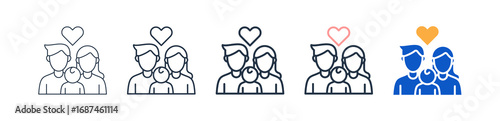 Foster Family different style icons set vector illustration. 