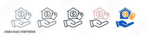 Affordable Housing different style icons set vector illustration. 