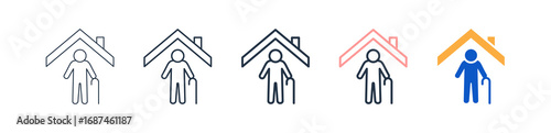 Elderly Home different style icons set vector illustration. 