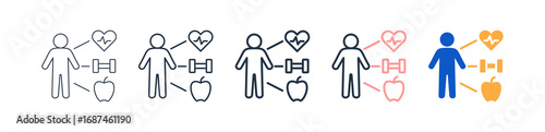 Wellness Program different style icons set vector illustration. 