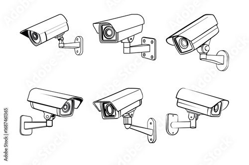 6 icon set of cc cameras on with white background eps