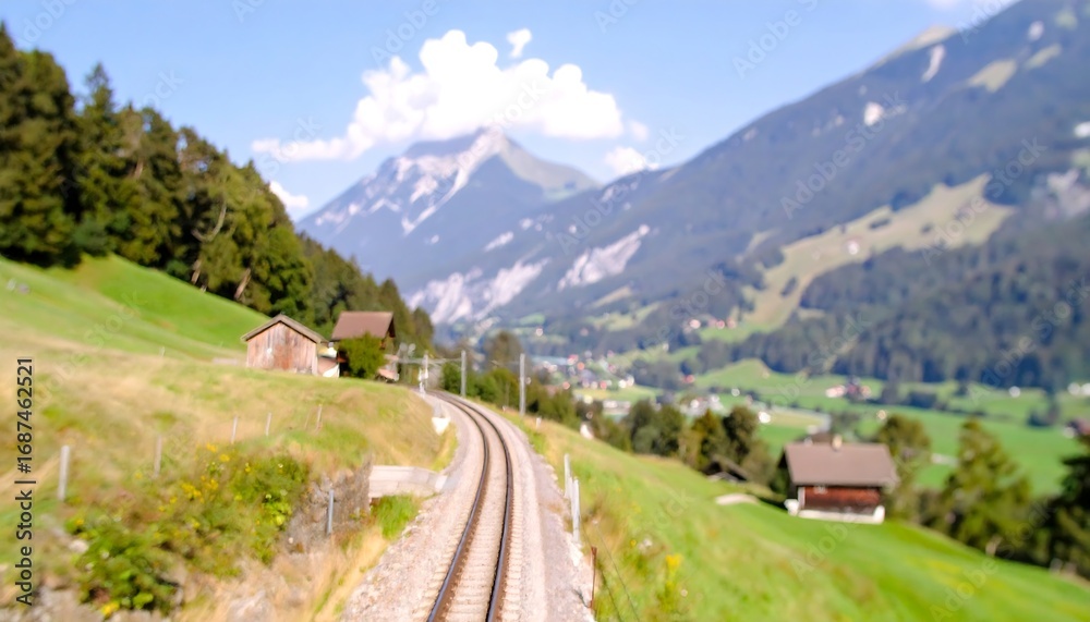 Fototapeta premium Mountain valley railway view