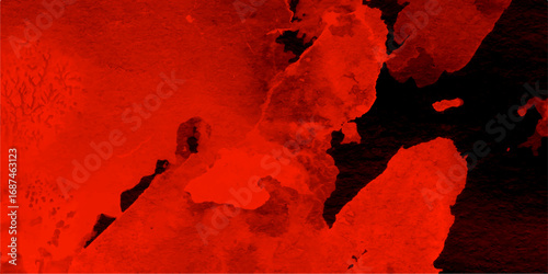Abstract Watercolor red grunge background painting. Fire & brimstone Abstract red grunge reflection of neon cumulus clouds smoke exploding art background. Old vintage grunge pattern distressed bright 