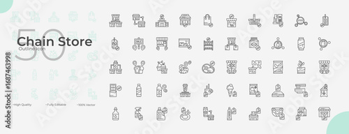 Minimal Line Chain Store Icon Pack for Ecommerce, Business, and Commercial Branding