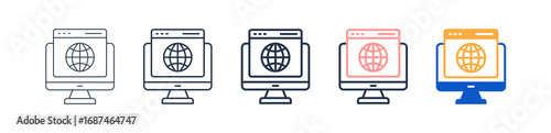 Browser different style icons set vector illustration. 