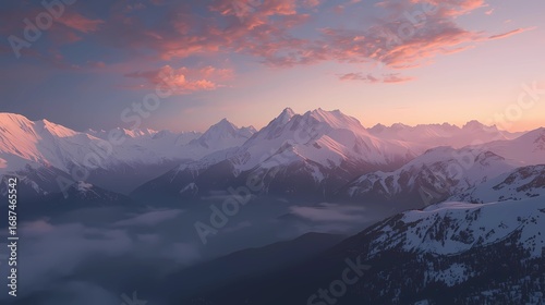 Snowy Mountain Range at Dawn