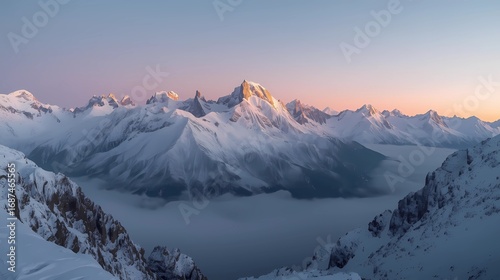 Snowy Mountain Range at Dawn