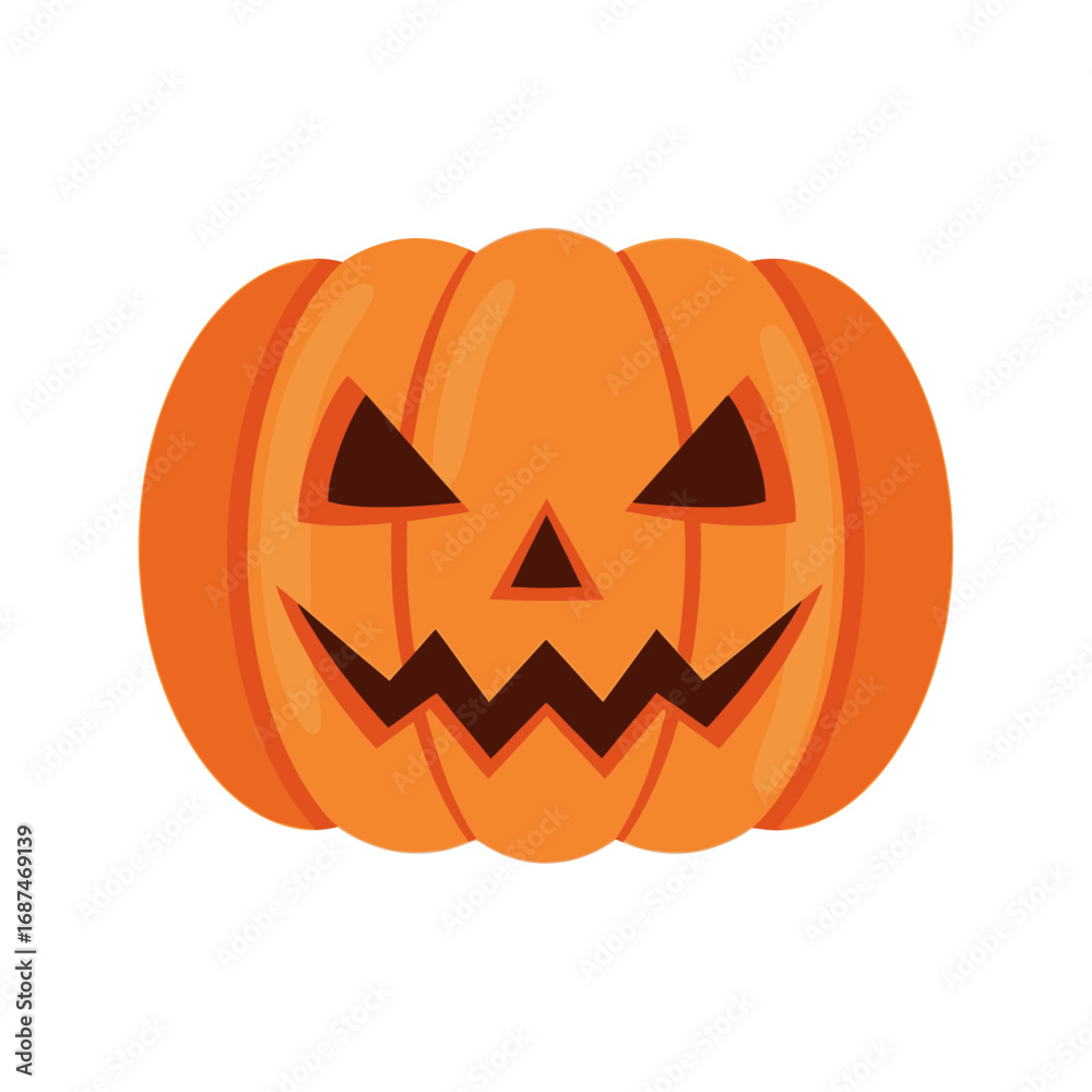 Fototapeta premium Carved Halloween Pumpkin with Glaring Eyes and Grin
