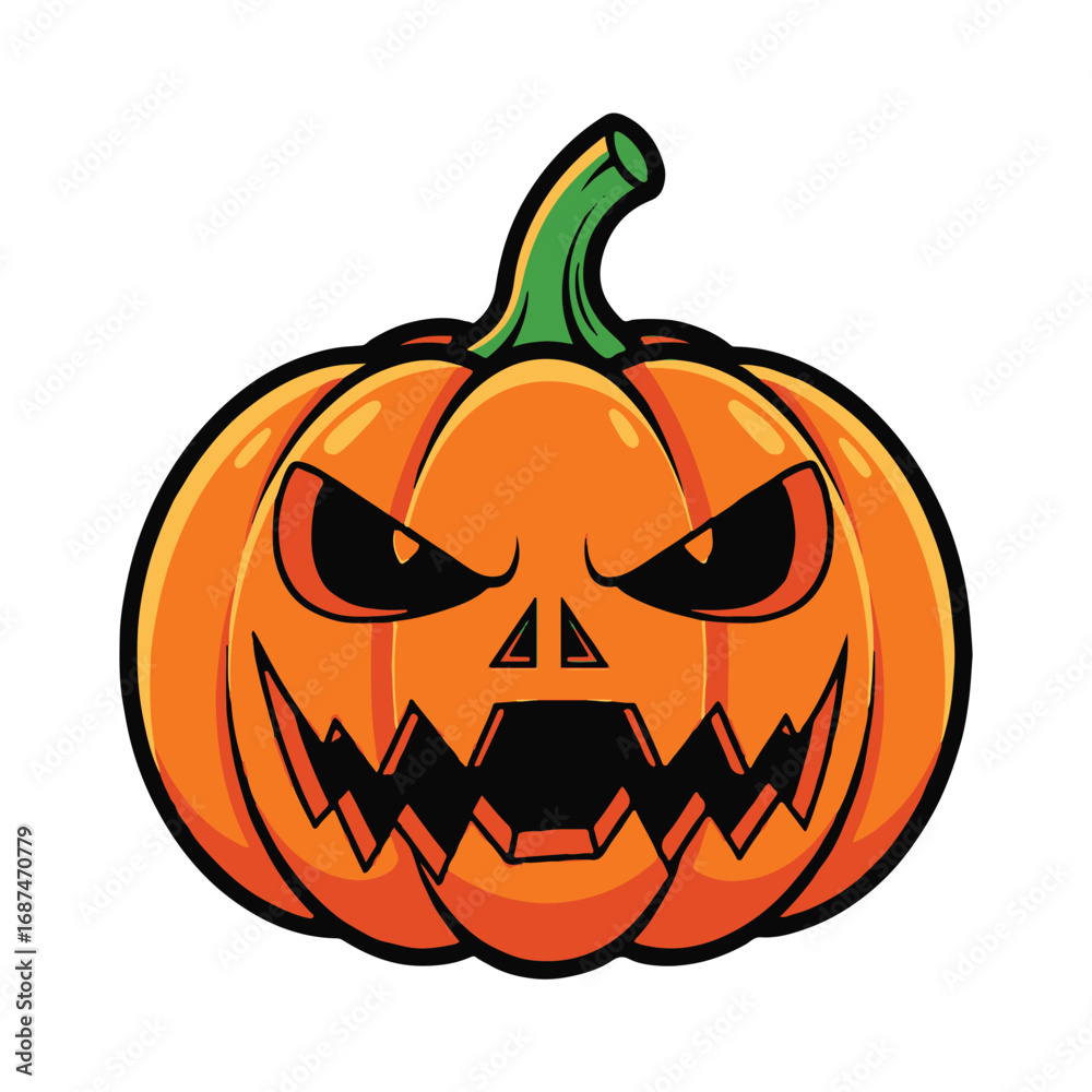 Fototapeta premium Scary jackolantern pumpkin isolated on white background