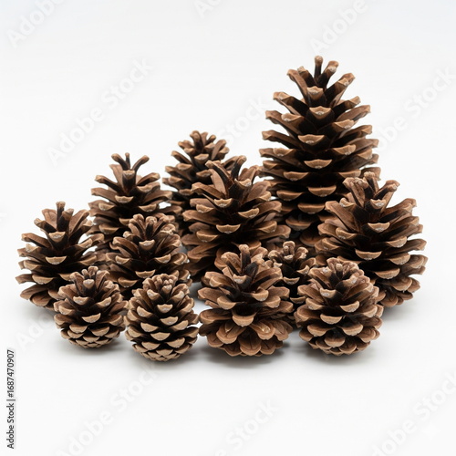 pine cones on white background