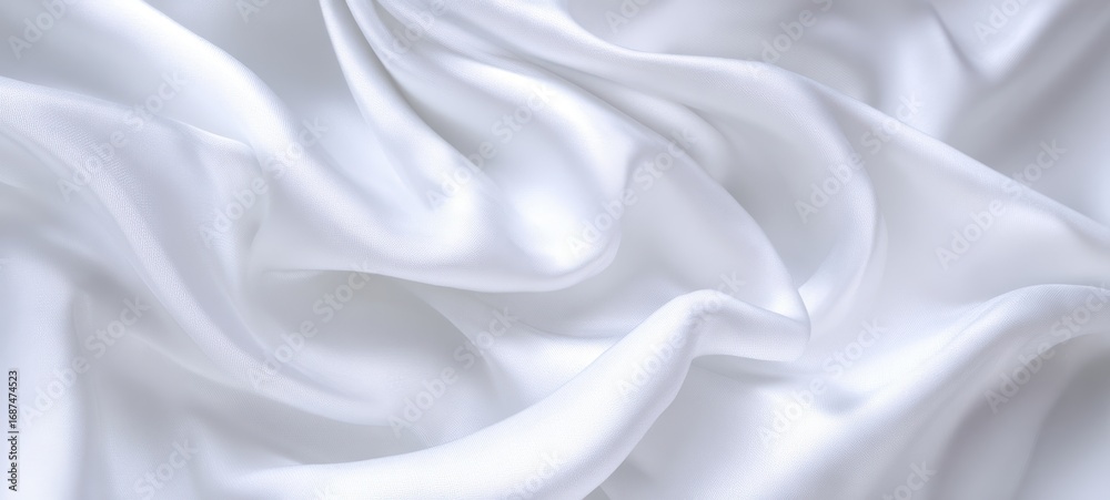 Fototapeta premium The silky white fabric creating smooth, elegant textures and soft folds.