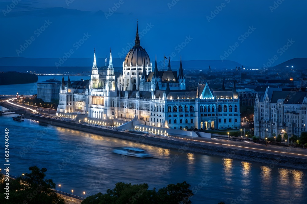 Obraz premium hungarian parliament building on river 